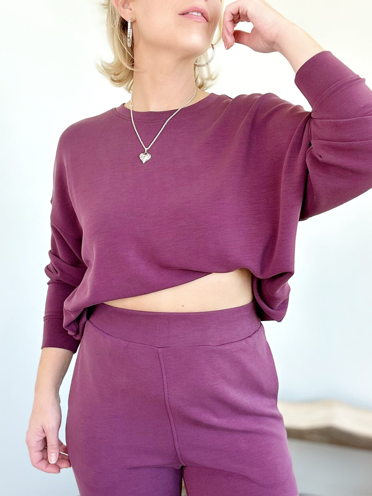 Zuri Cropped Pants Dark Plum