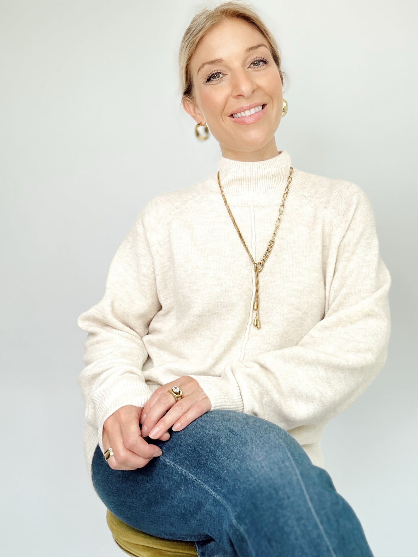 Everly Mock Neck Sweater Oatmeal