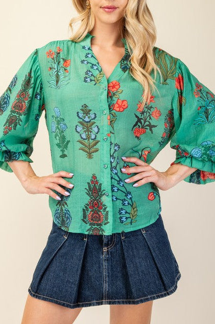 Eden Printed Top Green