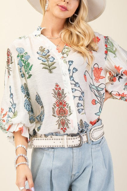 Eden Printed Top Off White