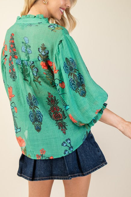Eden Printed Top Green