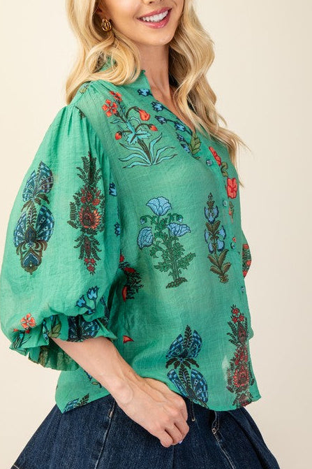 Eden Printed Top Green