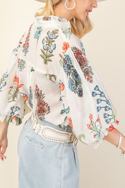 Eden Printed Top Off White