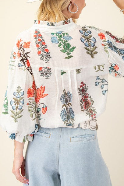 Eden Printed Top Off White
