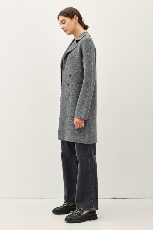 Brielle Open Sweater Coat Charcoal