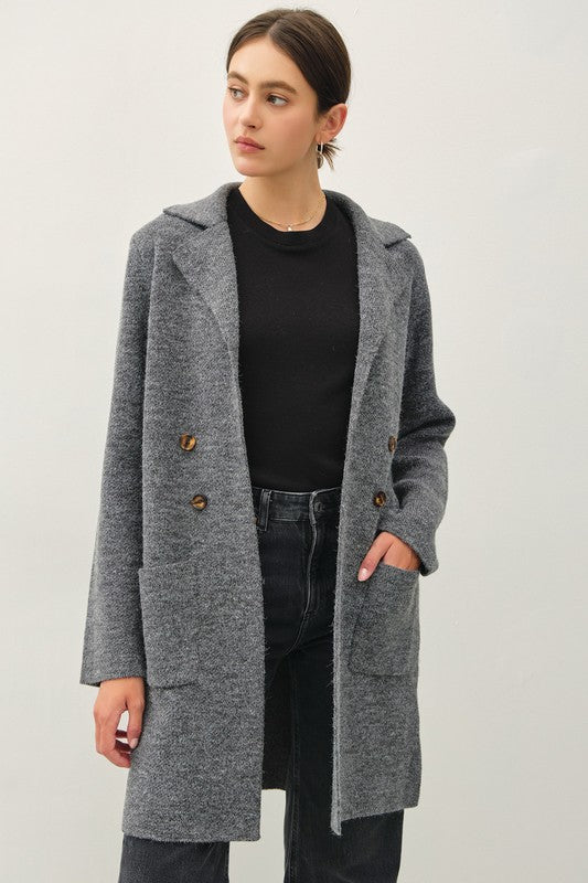Brielle Open Sweater Coat Charcoal