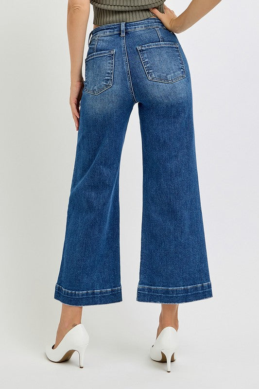 Kiki High Rise Ankle Wide Jeans