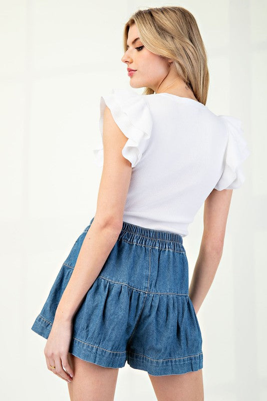 Shauna Tiered Shorts Denim