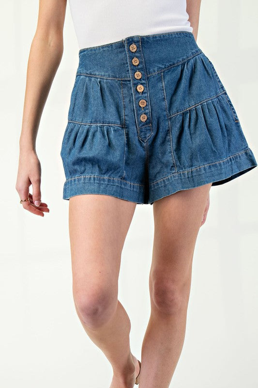 Shauna Tiered Shorts Denim
