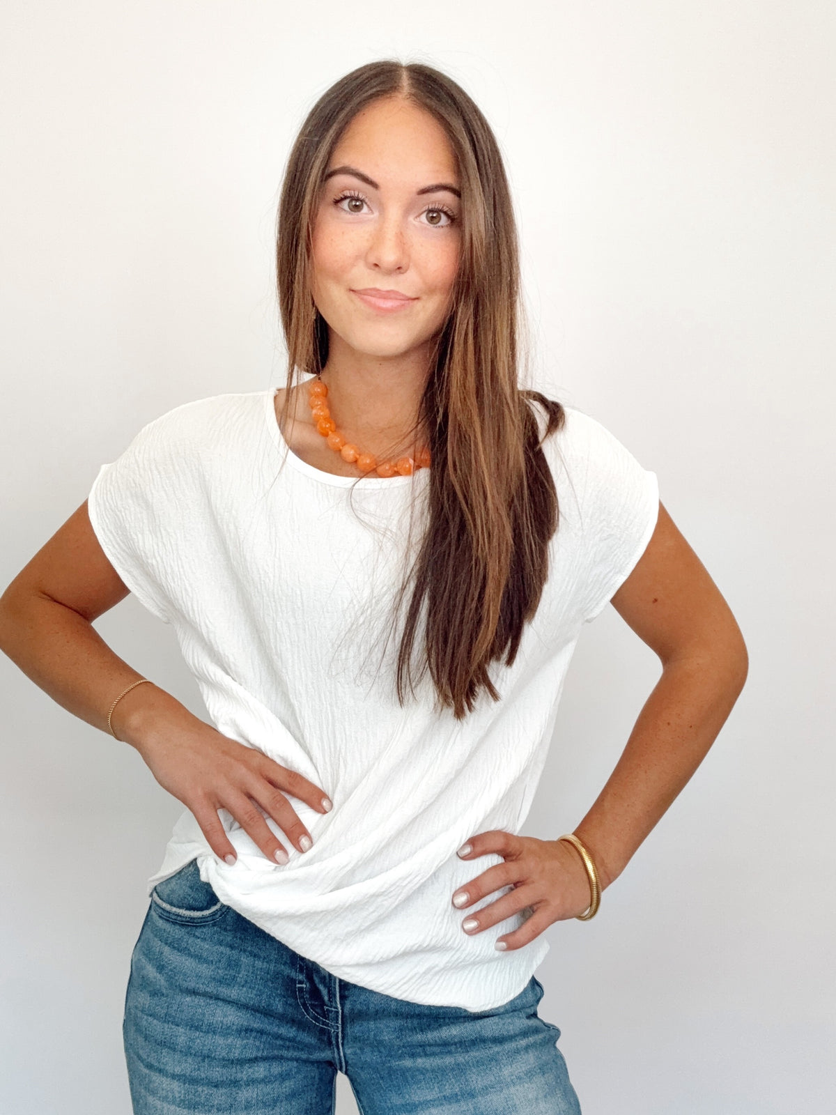 Morgan Twist Hem Top White