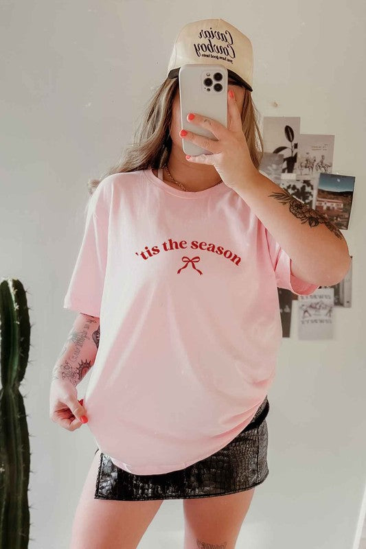 Christmas Ribbon Tee Pink