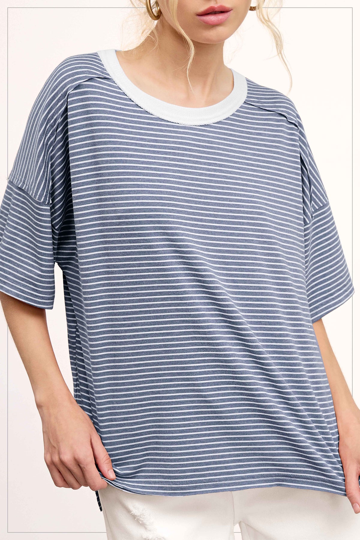 Julianna Stripe Top Denim