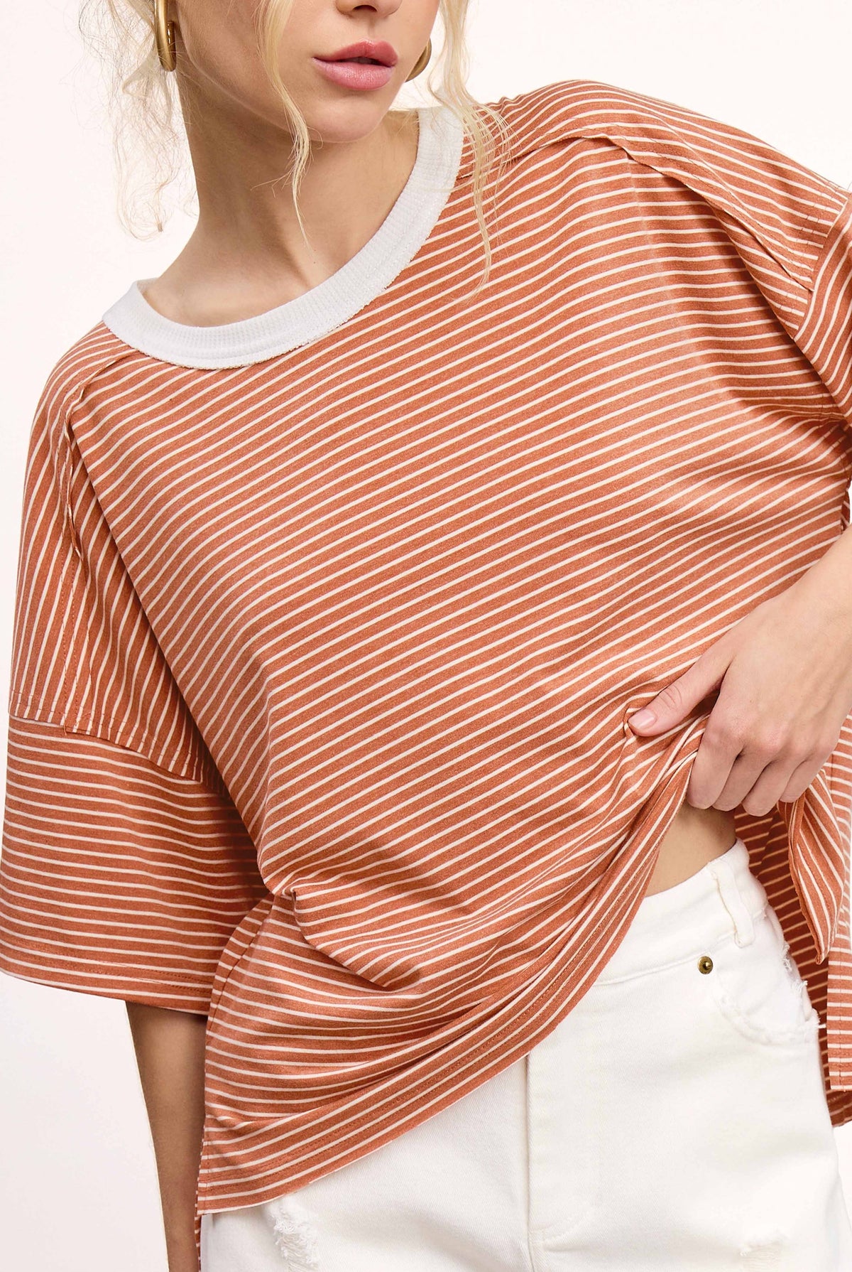 Julianna Stripe Top Sandstone