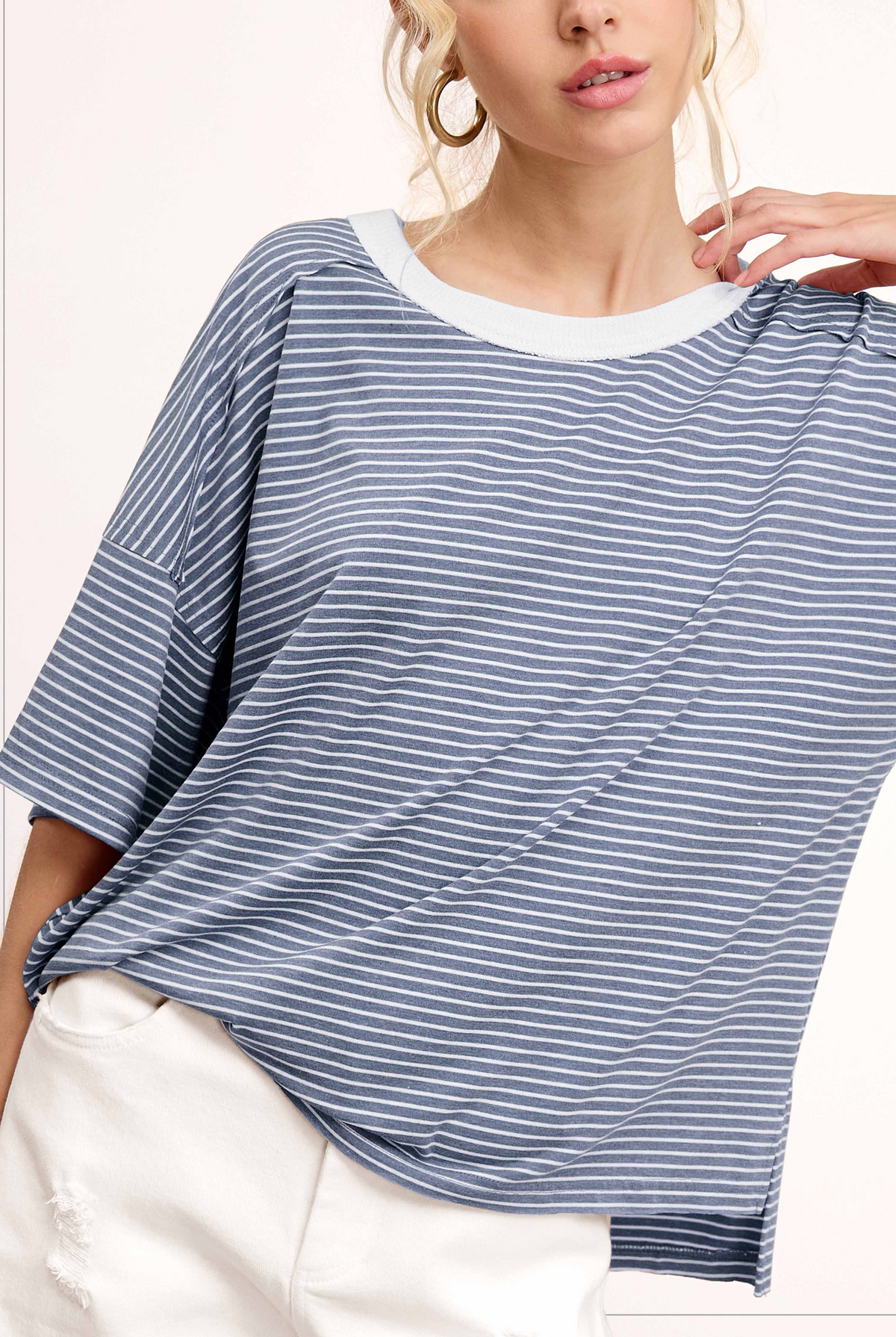 Julianna Stripe Top Denim