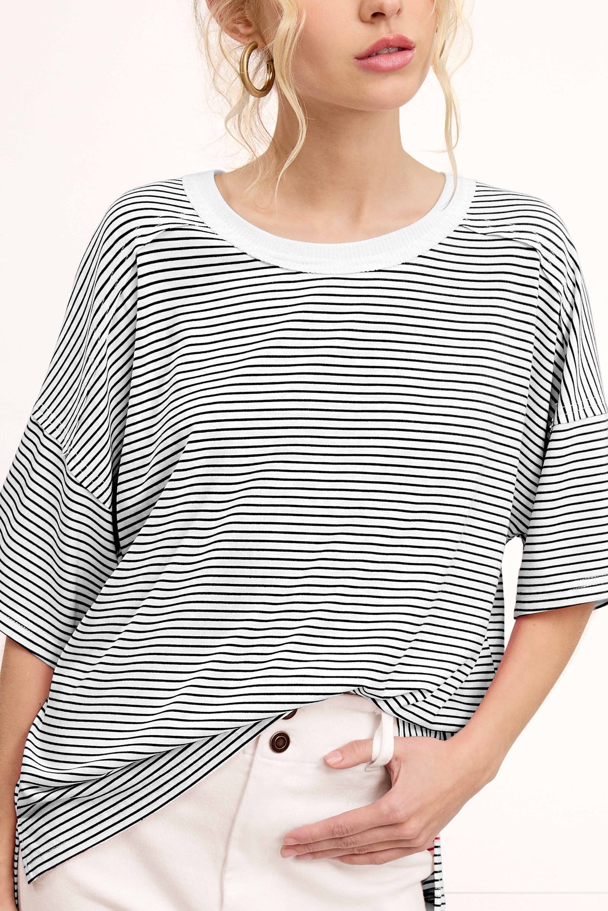 Julianna Stripe Top Black