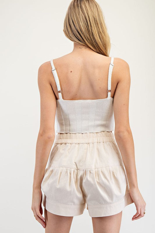 Bo Button Down Shorts Bone