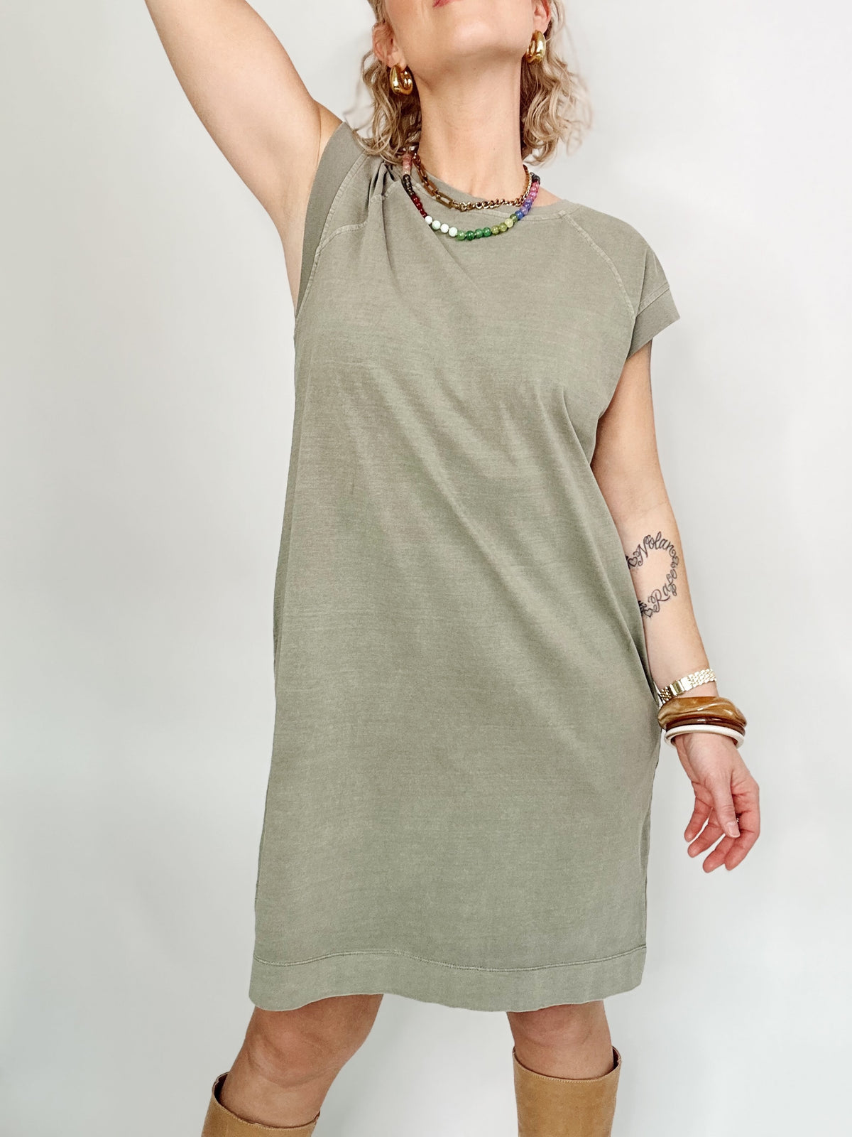 Coralee Capped Sleeve Jersey Dress
