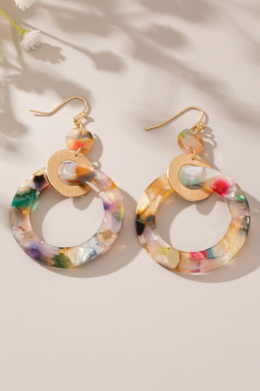 Acetate Hoops Drop Earrings