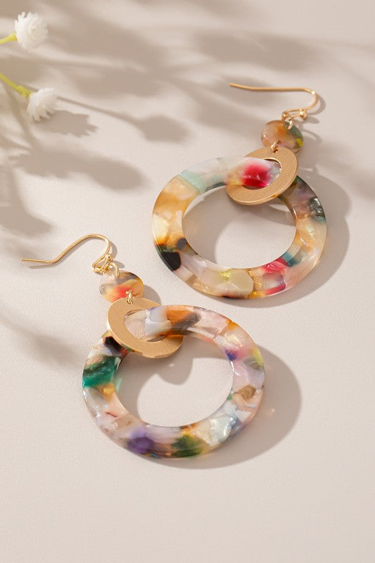 Acetate Hoops Drop Earrings