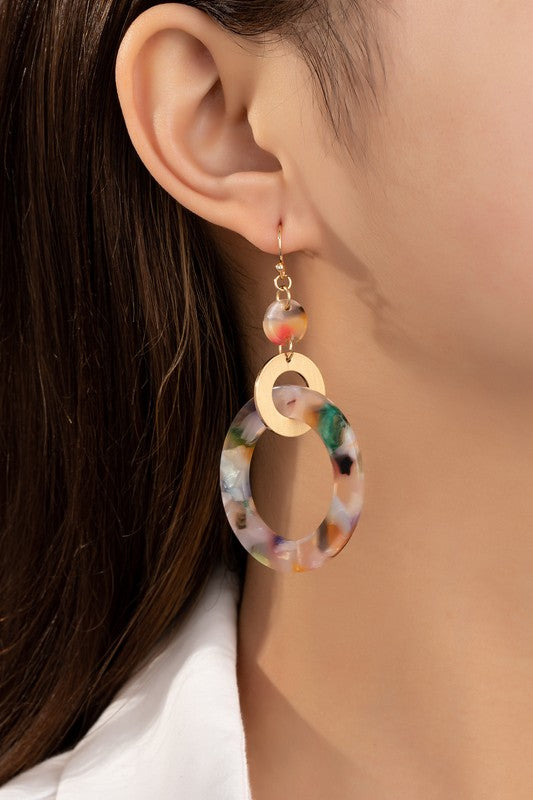 Acetate Hoops Drop Earrings