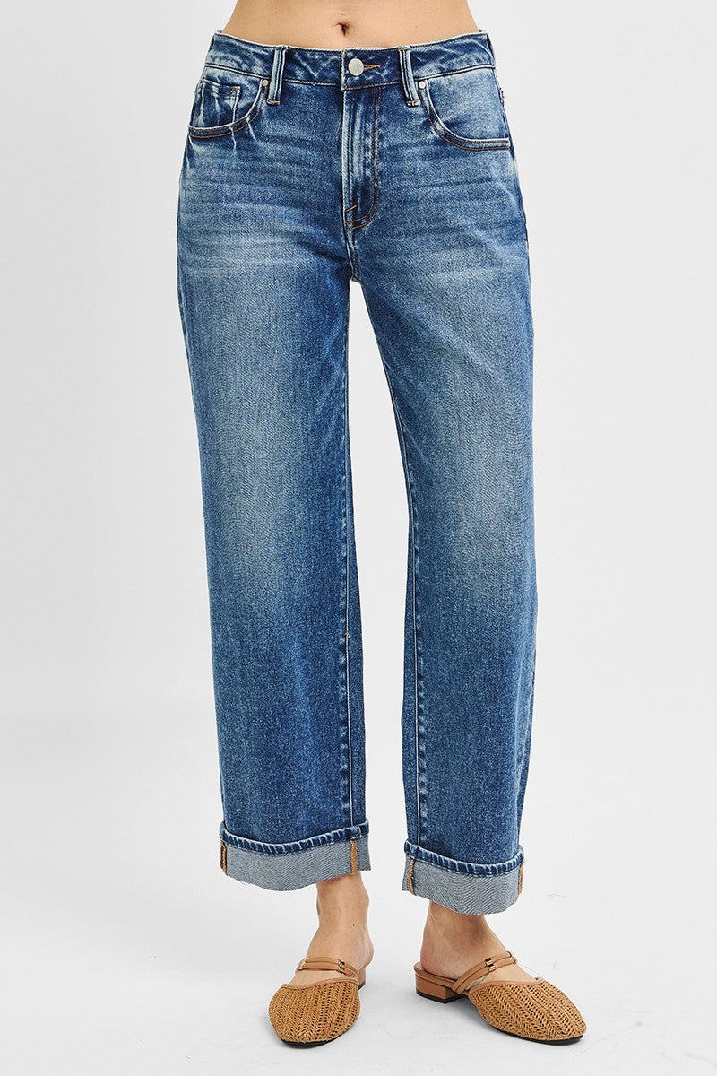 Brynn Mid Rise Ankle Boyfriend Cuffed Jeans
