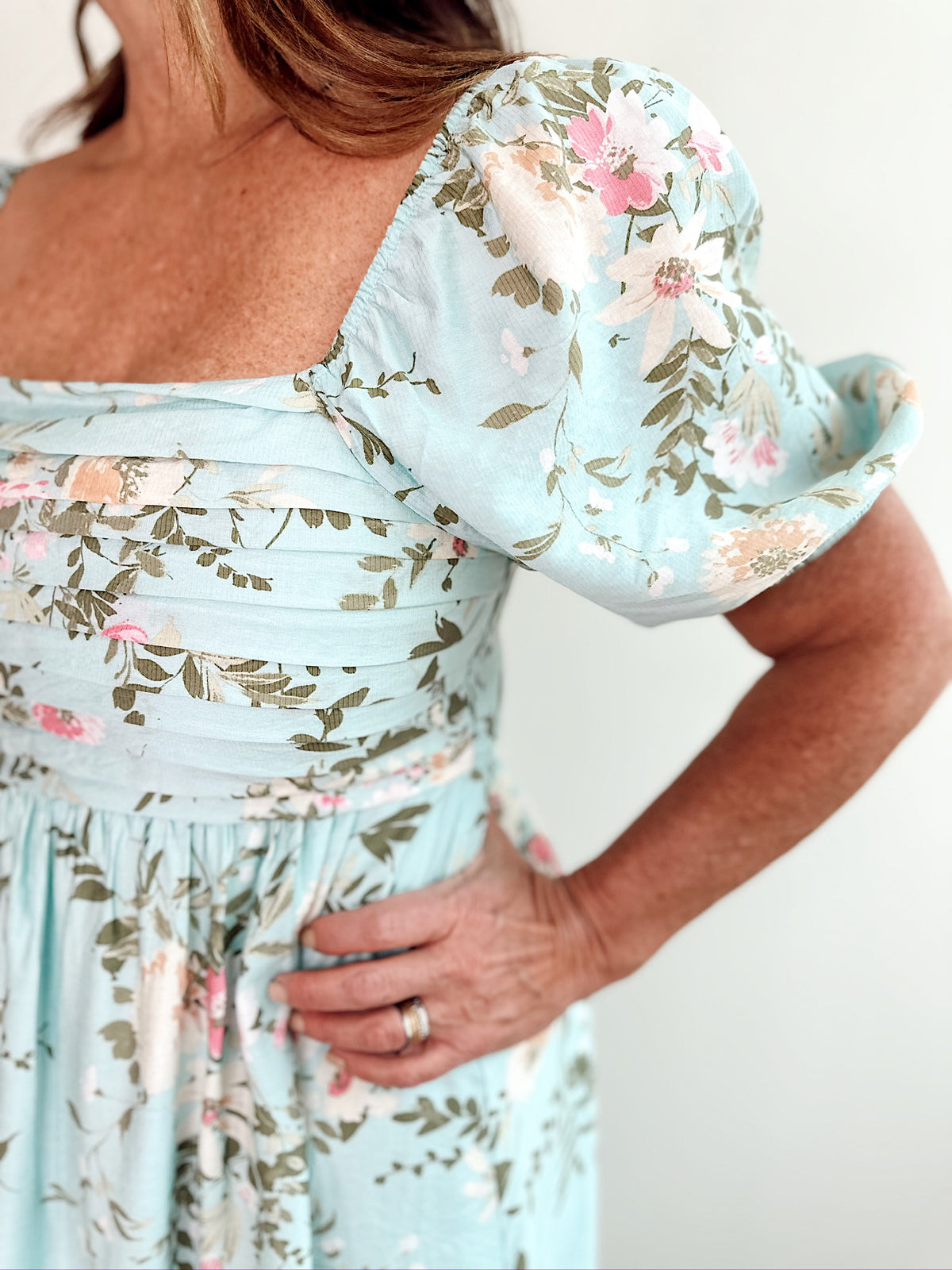 Natasha Floral Midi Dress Mint Multi