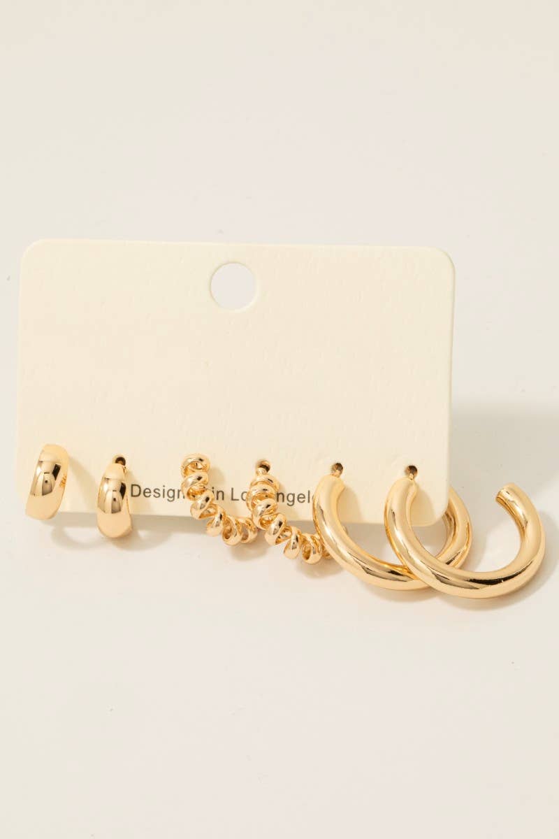 3Pc Mixed Hoop Earrings Set G