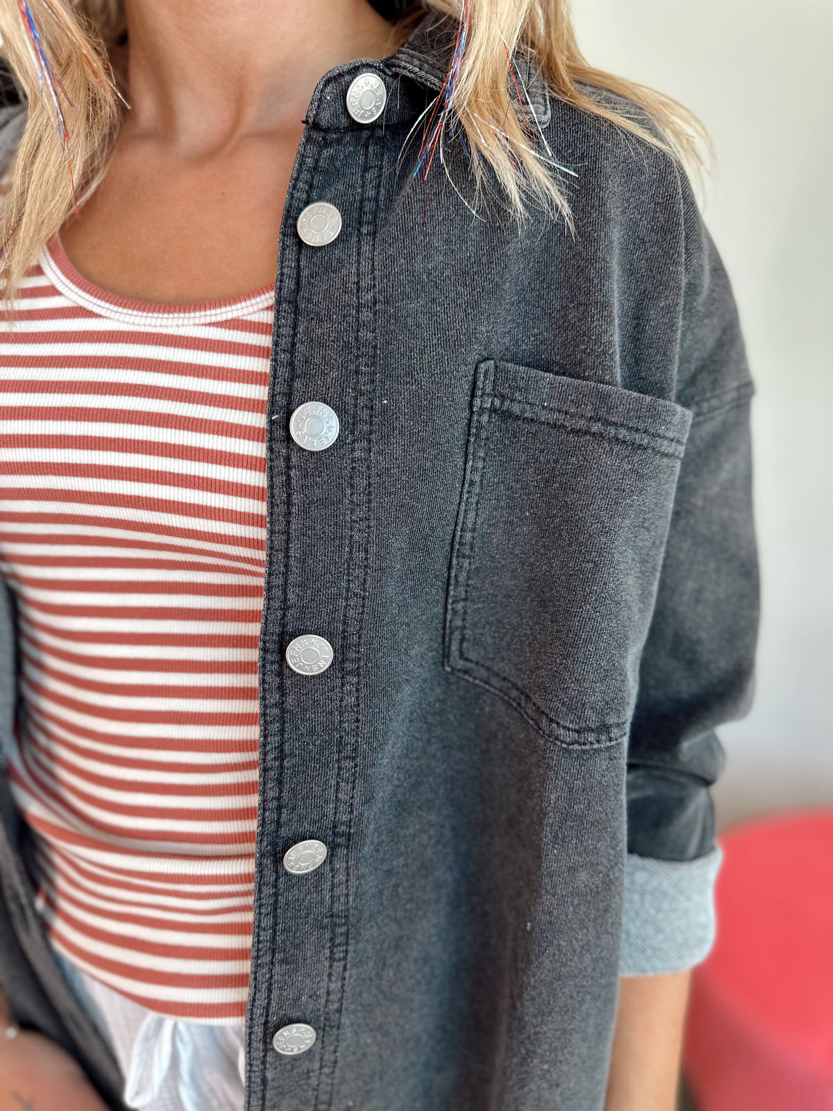 Harper Fleece Oversized Shacket Charcoal