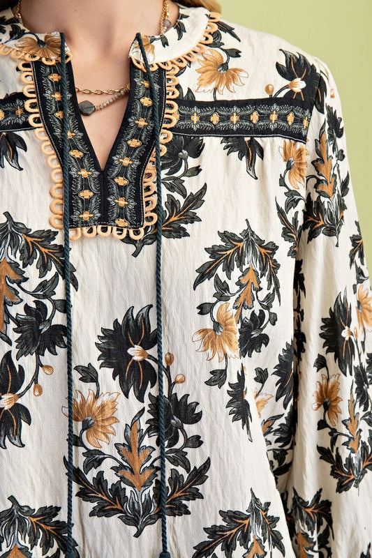 Janine Floral Blouse Black