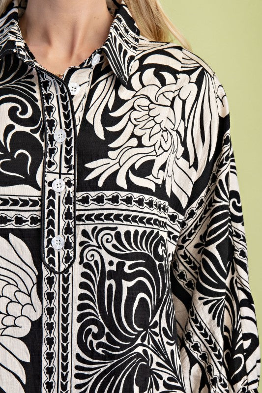 Bree Print Shirt Dress Black