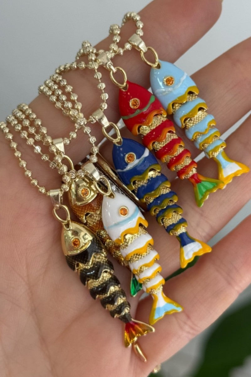 Fish Choker Necklace Blue