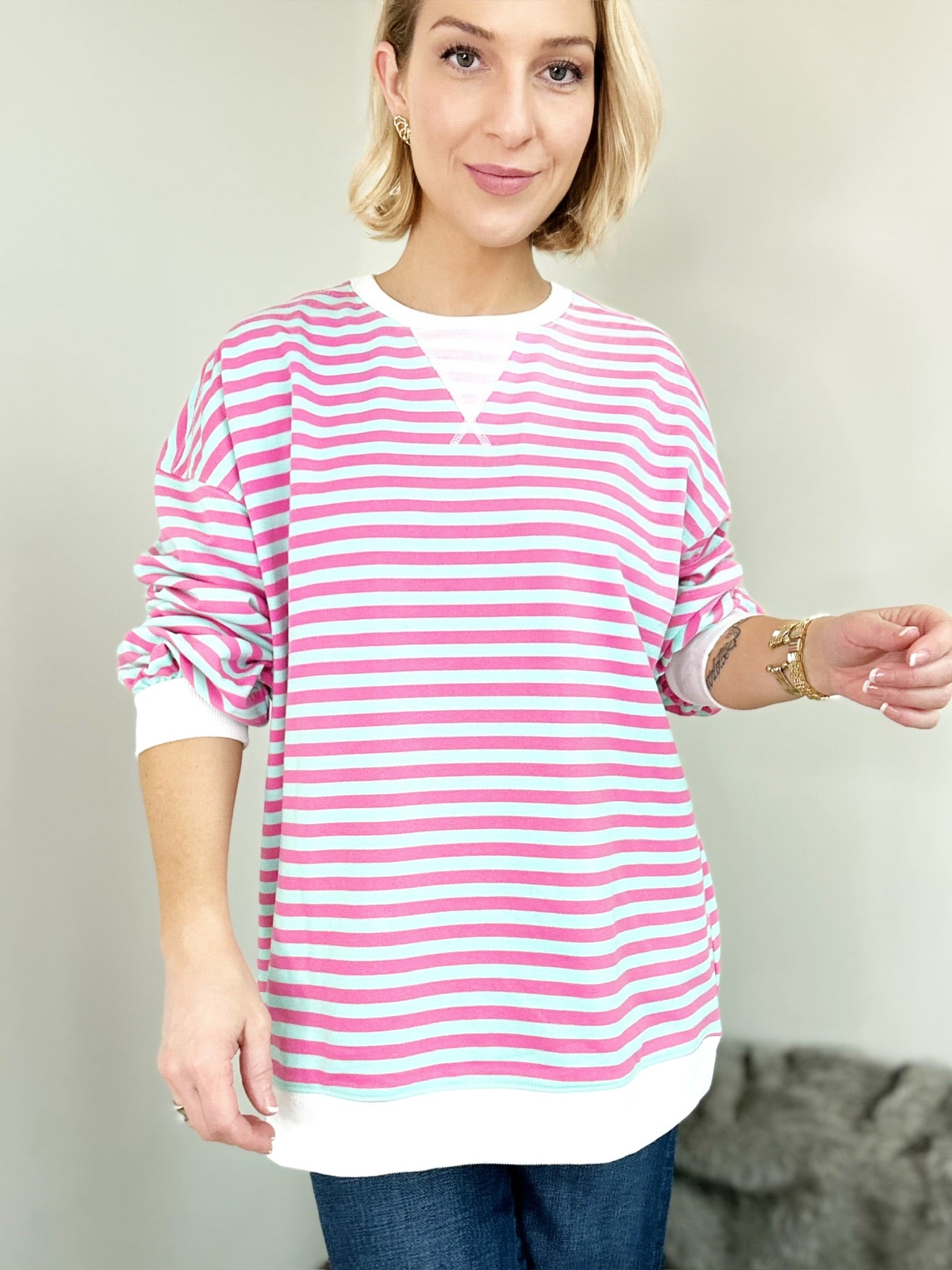 Kodi Striped Sweatshirt Pink/Blue