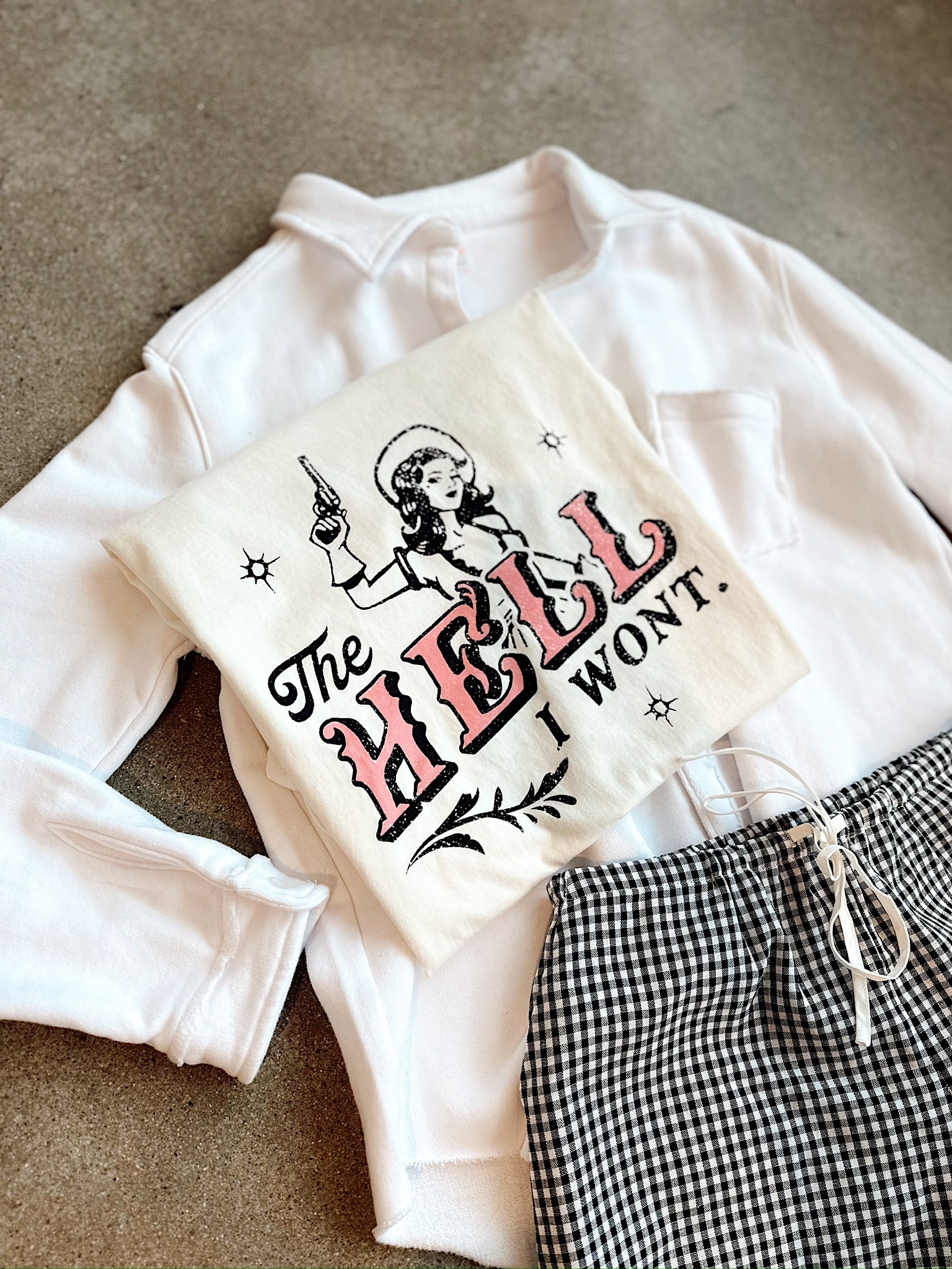 THE HELL I WONT MINERAL GRAPHIC TEE MINERAL IVORY