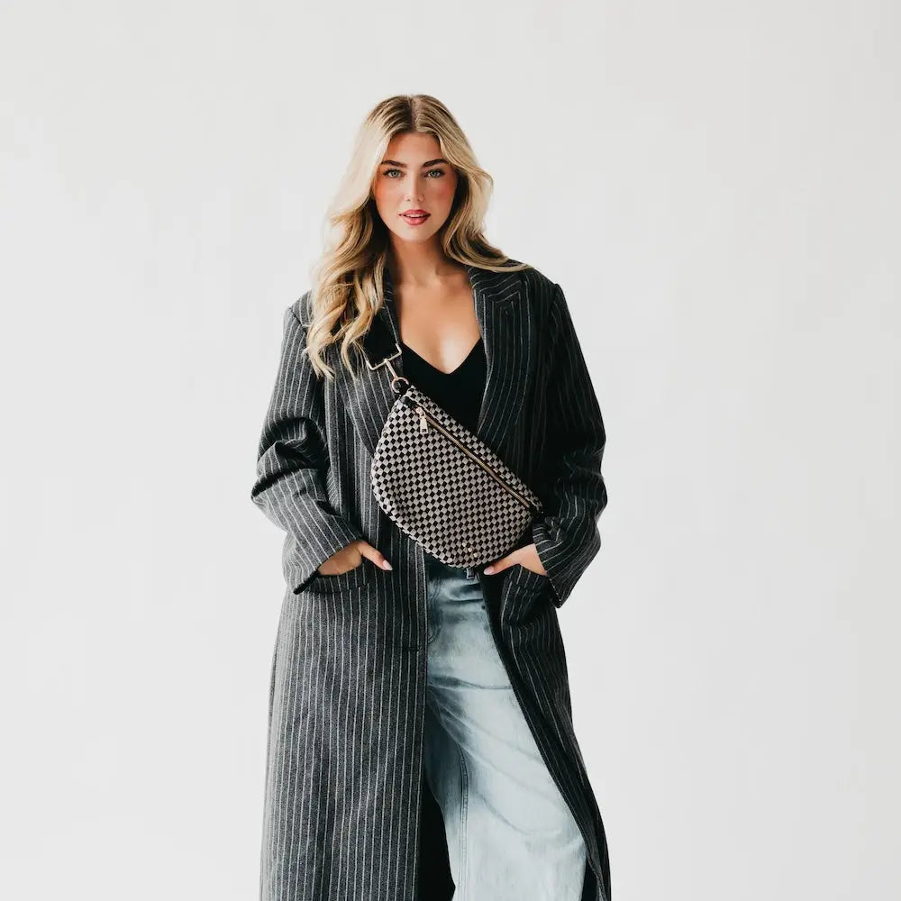 Westlyn Woven Bum Bag  Checkered Gray/Navy