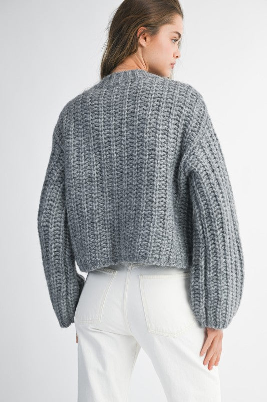Annalise Chunky Knit Cardigan H. Grey