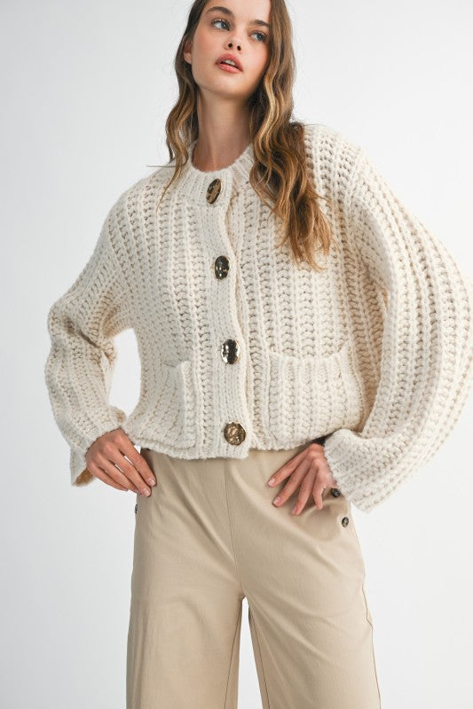 Annalise Chunky Knit Cardigan Cream