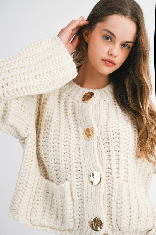 Annalise Chunky Knit Cardigan Cream
