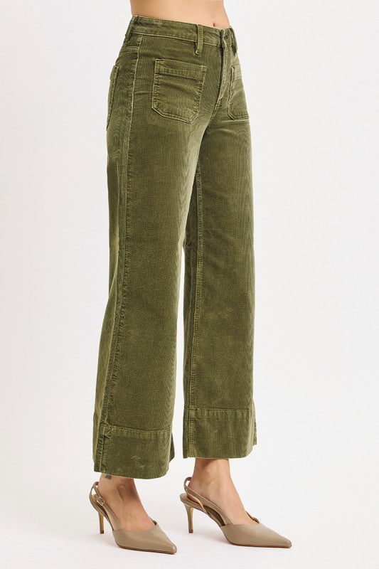 Autumn High Rise Crop Corduroy Pants