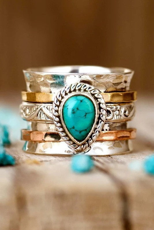 Teardrop Natural Stone Ring