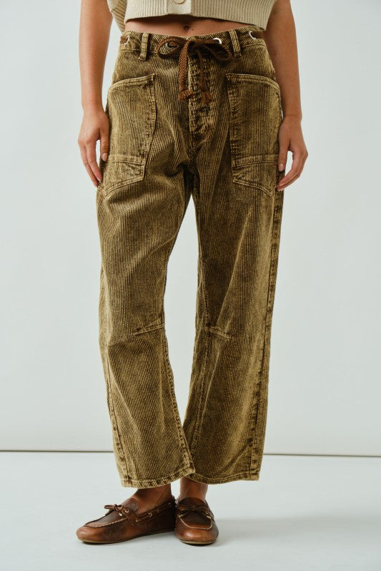 Dani Barrel Corduroy Pants Camel