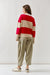 Jamie Striped Polo Sweater Taupe/Red