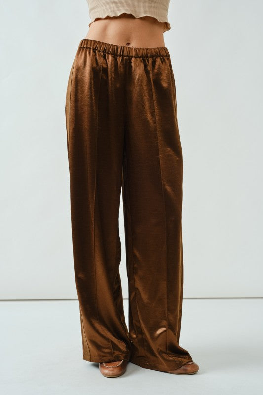 Phoebe Satin Pants Brown