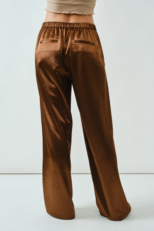 Phoebe Satin Pants Brown