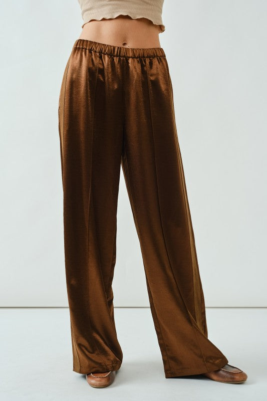 Phoebe Satin Pants Brown