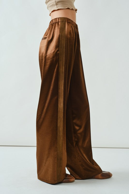 Phoebe Satin Pants Brown