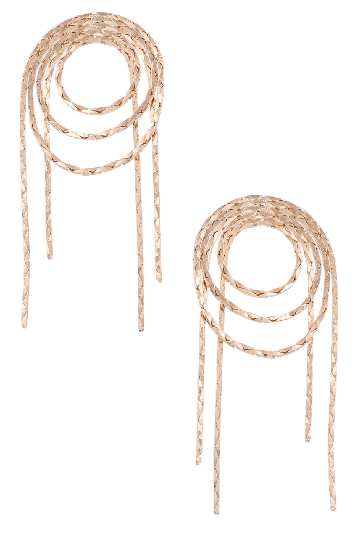 Metal Chain Hoop Tassel Earrings, Gold