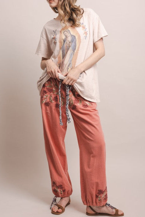 Bluevelvet Virgin Mary Print Washed Tee