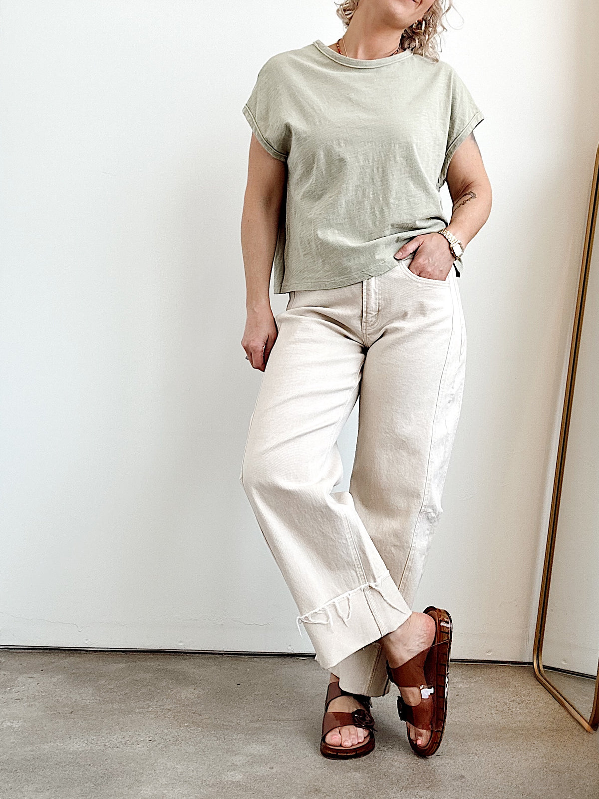 Brenda Boxy Cut Cap Sleeve Tee