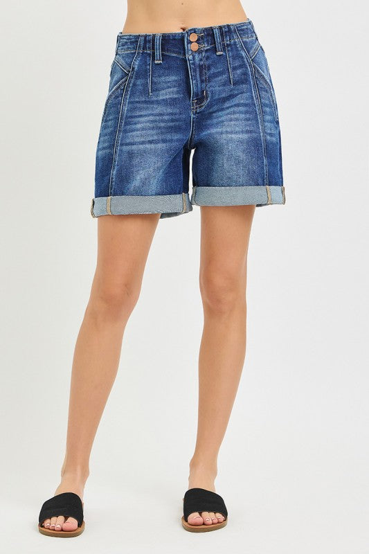 Eileen High Rise Seamed Roll Up Shorts