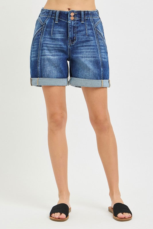 Eileen High Rise Seamed Roll Up Shorts